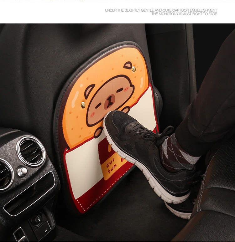 Three-Color Kapibara Anti-Kick Pad for Women, Cute Cartoon Seat Back Anti-Kick Pad, Car Seat Back Anti-Fouling Pad