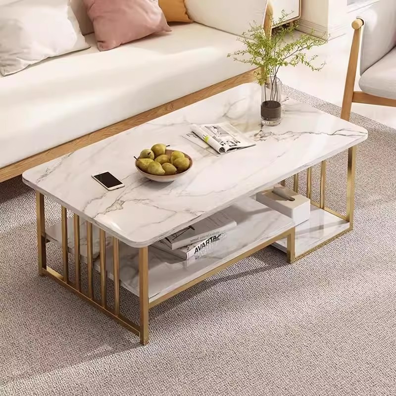 Mesa de té sala de estar doméstica 2025 nueva mesa de té pequeña casa de lujo ligero de alta sensación de alquiler de la casa de mesa cuadrada pequeña