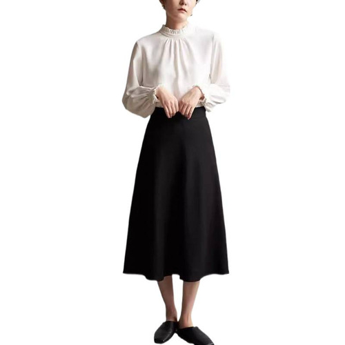 French Elegant Early Autumn Commuter Fungus Edge Folded Long Sleeve Shirt Women White Inner Chiffon Shirt Top