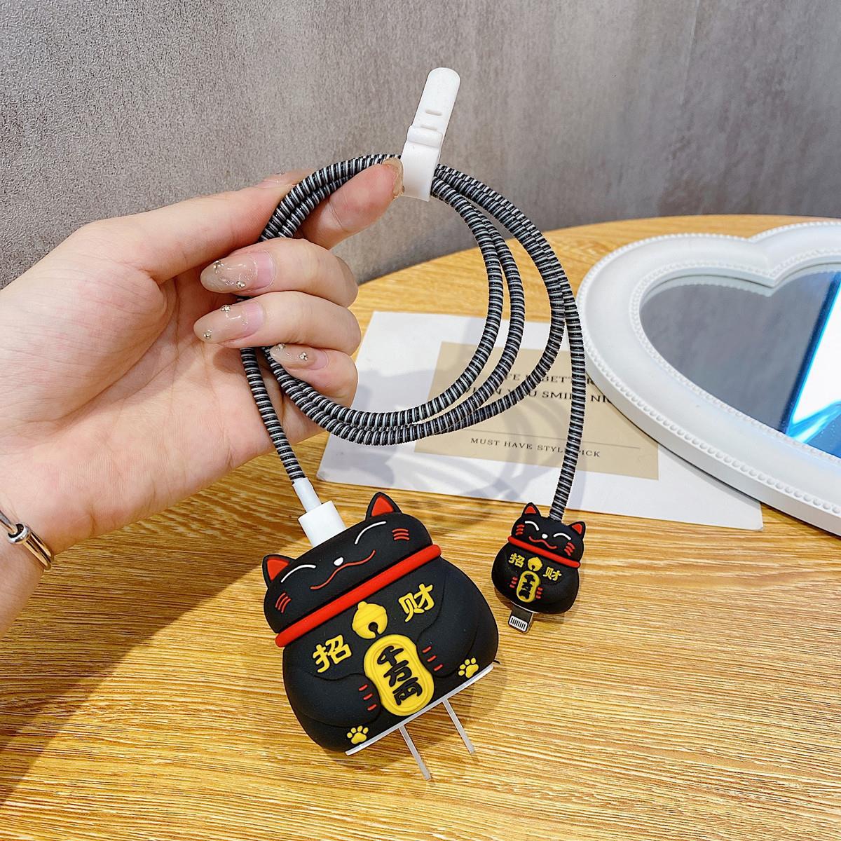 65g Weight Usb cable protection sleeve Classification Environmentally Friendly PVC Material Cartoon Pattern Cute Style Suitable For Iphone 18W/20W Charging Head Data Cable Protective Cover 无