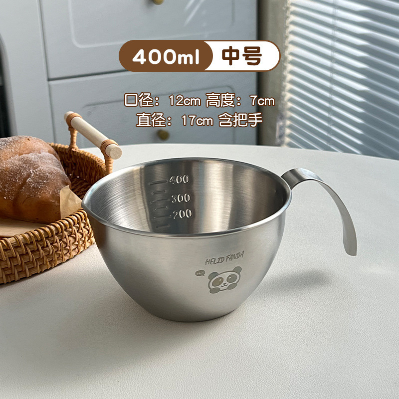304ステンレス製オムライスハンドル付きキッチン焙煎専用目盛ボウル家庭用凉菜サラダ料理ボウル|undefined