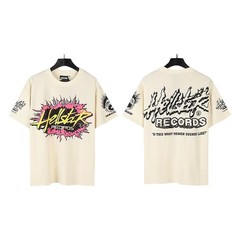 クロスボーダーアメリカンスタイル 2025 春夏 H@ELLST@R ヘルスター柄プリント ストリート風 ウォッシュド半袖 Tシャツ メンズ