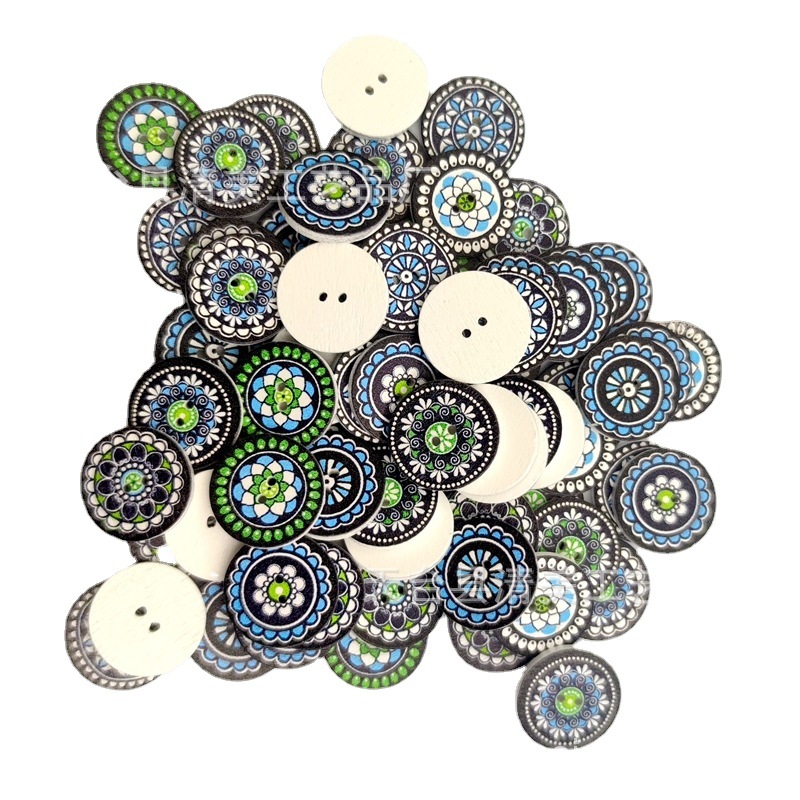 1.5/2/2.5cm Botones de disco de impresión azul sobre fondo blanco Botones de disco de impresión sobre fondo blanco 100 piezas por paquete