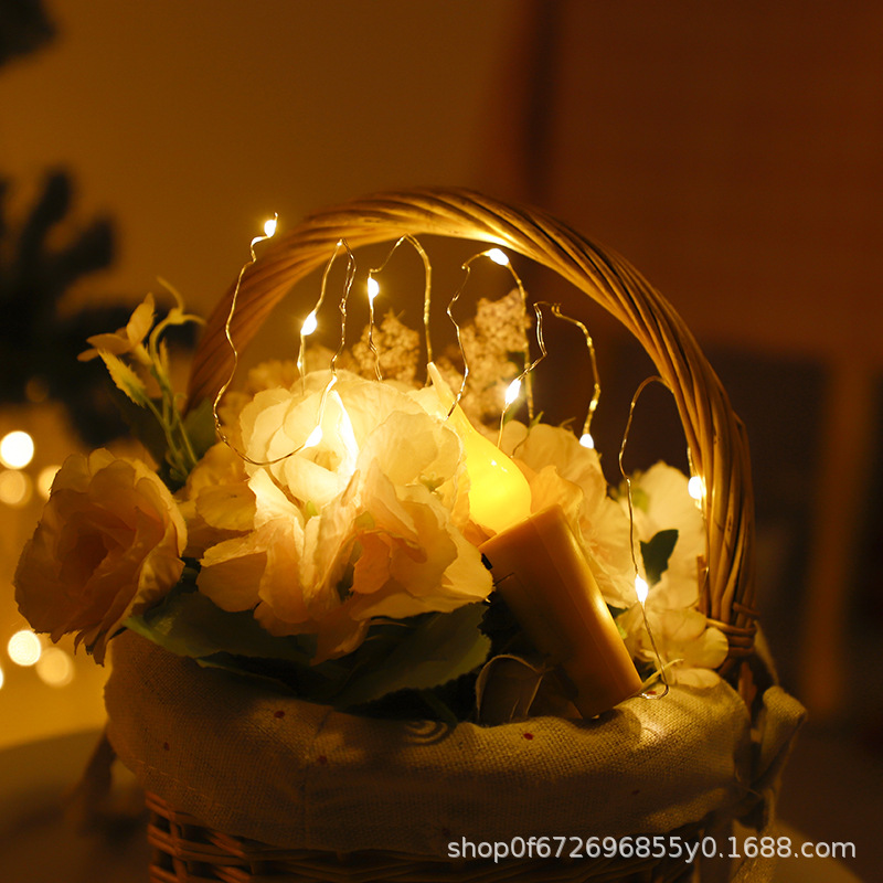 Luz de tapón de botella de vela LED transfronteriza con luz intermitente de alambre de cobre de botella de vino tinto lámpara de decoración de vacaciones de cumpleaños lámpara de alambre de cobre estrella