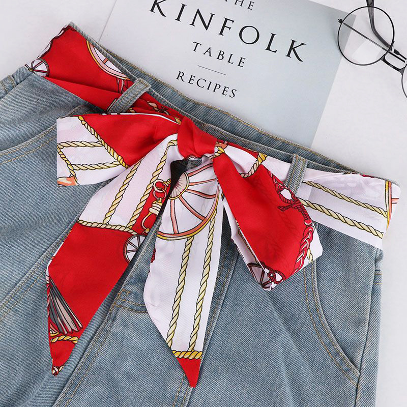 Fashion scarf tie belt Women's decorative dress pattern all-match cloth ribbon lengthened jeans belt accessories