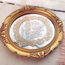 法式復古鏡面托盤鎏金印花輕奢托盤美容院精油護膚收納金色鏡子盤