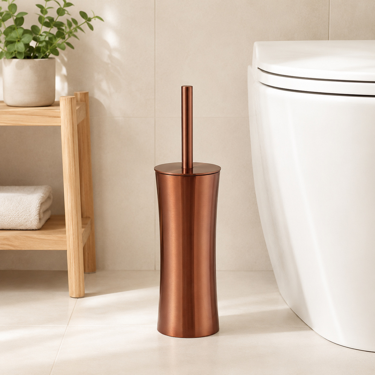 Cepillo de baño de piso de acero inoxidable Amazon transfronterizo cintura Limpieza de inodoro cepillo de baño traje de baño de oro