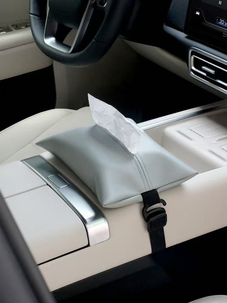 Leather Tissue Box, Leather Tissue Storage, Car Seat Strap, Car-Mounted Invisible Tissue Box