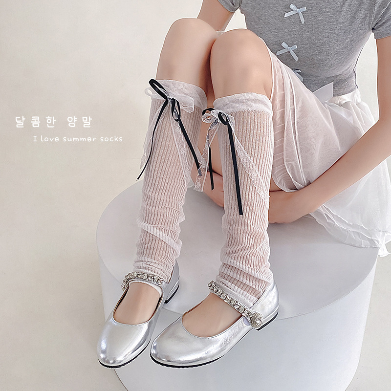 Lolita pilar pilar calcetines de pantorrilla ballet rayas de protección solar burbuja boca delgada japonesa arco de piernas de niñas