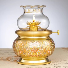 酥油灯纯铜家用佛前佛灯佛堂供灯苏油灯供佛防风供奉莲花长明灯盏