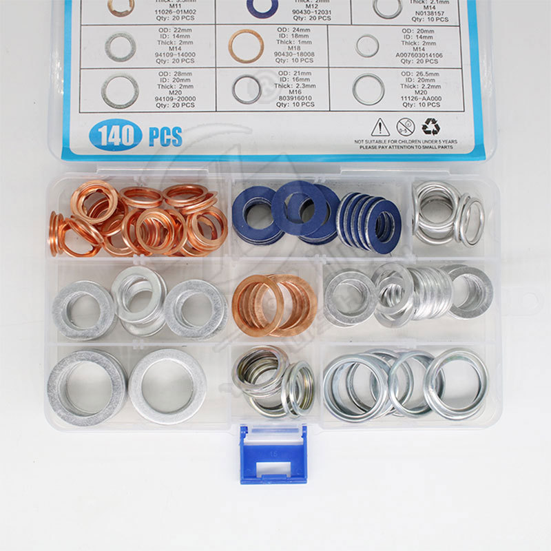 Hebilla Xinyida para Volkswagen Audi Benz Junta de cobre de aluminio Juego de arandela de tornillo de descarga de aceite 140PCS