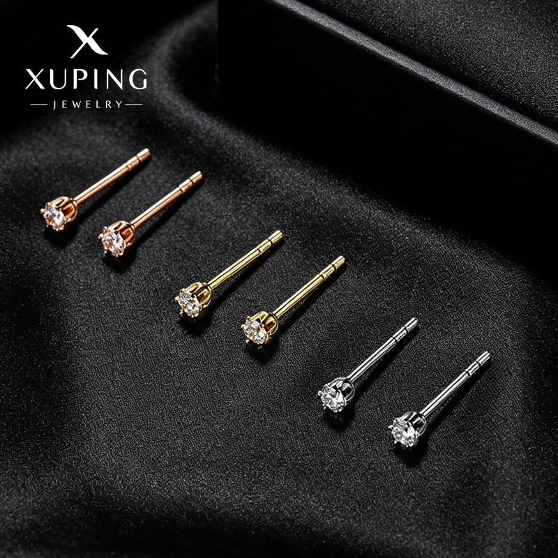 Xuping Europa y los Estados Unidos de moda transfronteriza temperamento simple zircon accesorios de seis garras pernos de orejas de viaje diario orejas mujeres al por mayor