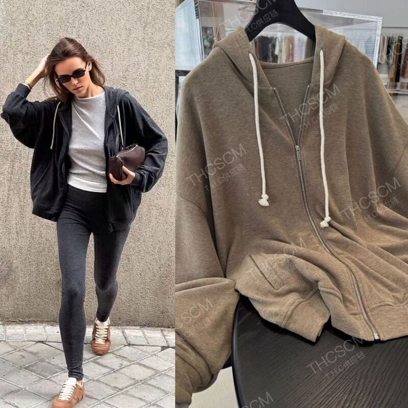 【Main Recommendation】Yuran 26 Early Spring New Style Yarn-Dyed Skin-Feel Brushed Cloud Cotton Hooded Cardigan Knitted Thin Sweatshirt