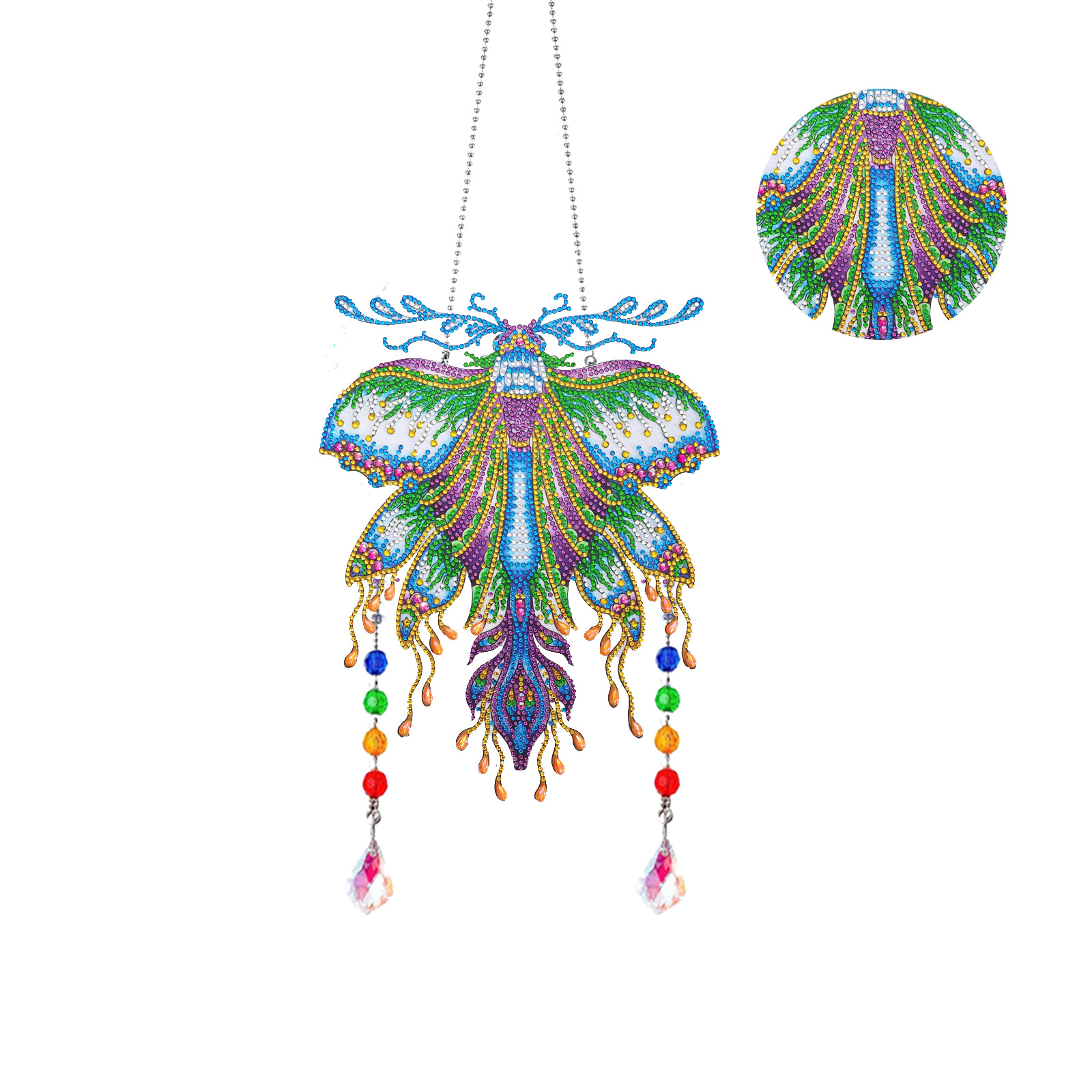 Diamante pintura Amazon transfronteriza DIY adornos de Navidad marca llena de diamantes 5d cristal mariposa diamante pintura viento carillones Decoración