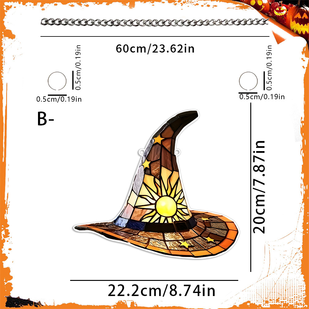 Transfronterizo Halloween bruja calabaza sombrero 2D acrílico disco colgante decoración navideña ventanas porche colgante listado