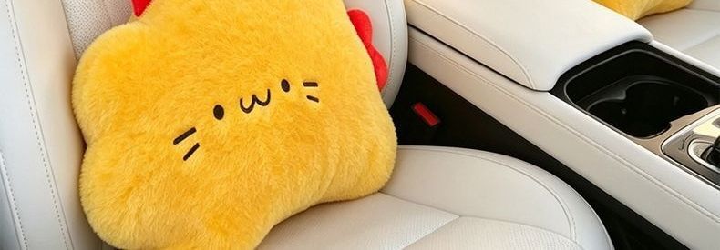 Headrest suitable for all seasons, same style lumbar support cushion, waist-protecting pillow, cartoon car seat cushion, cute car pillow