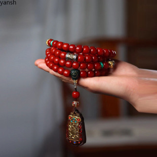 Authentic Southern Red Bodhi Buddha Beads 108 Beads Bracelet Thangka Full Flesh 1.0 Buddha Beads Ancient Style Couple Bracelet Necklace