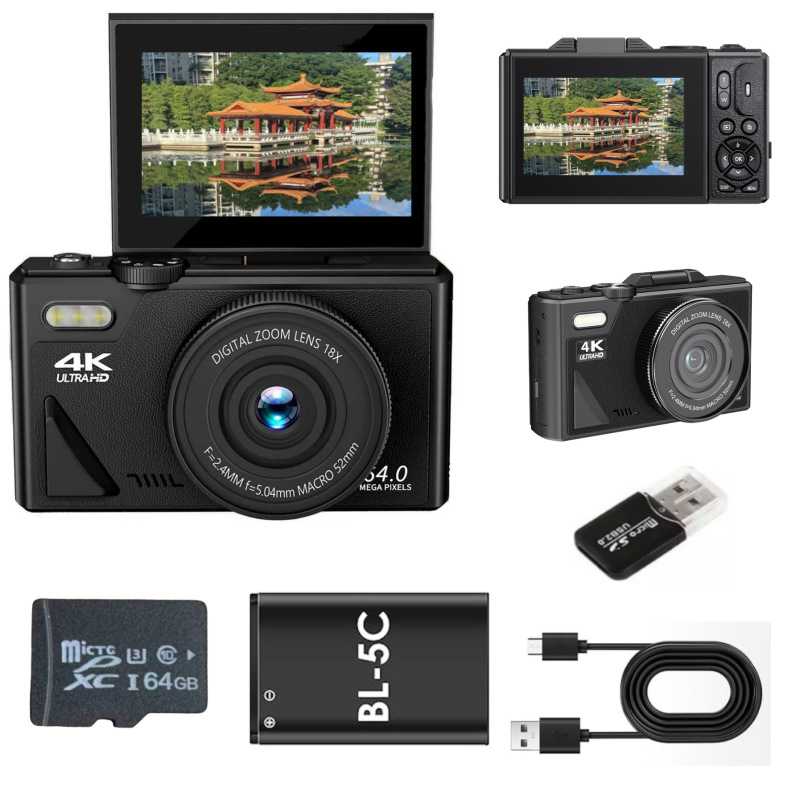 クロスボーダー英語版4k hd 6400万レトロIデジタルhdスクリーン18倍ズーム手ぶれ補正美顔カメラw 1|undefined