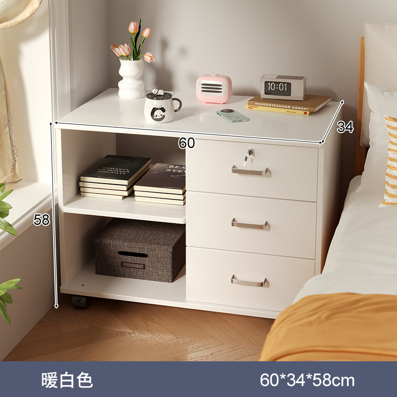 Mesa de noche nórdica dormitorio minimalista moderno gabinete de noche práctico Gabinete de almacenamiento blanco armario económico armario pequeño