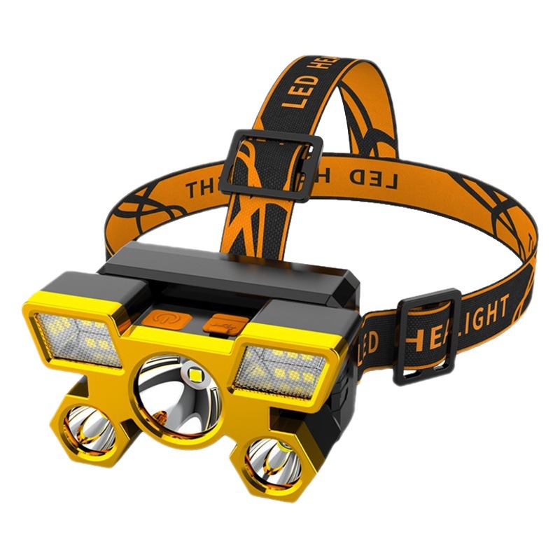 Linterna Frontal LED de Alta Potencia, Modelo Nuevo, Recargable por USB, con Cinco Luces, para Minería, Actividades al Aire Libre, Súper Brillante