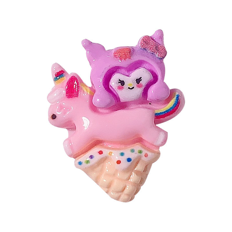 Nuevos dibujos animados Sanrio helado DIY accesorios de resina crema pegamento clip para el pelo caja de teléfono móvil botones de zapatos parches de juego