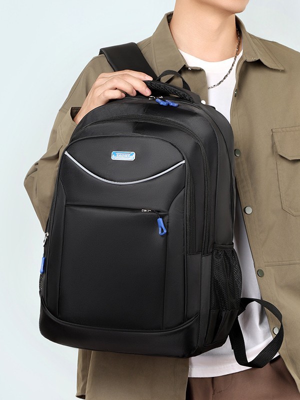 Logotipo de impresión de gran capacidad para hombres, mochila de viaje al aire libre, mochila de moda para estudiantes de secundaria y secundaria.