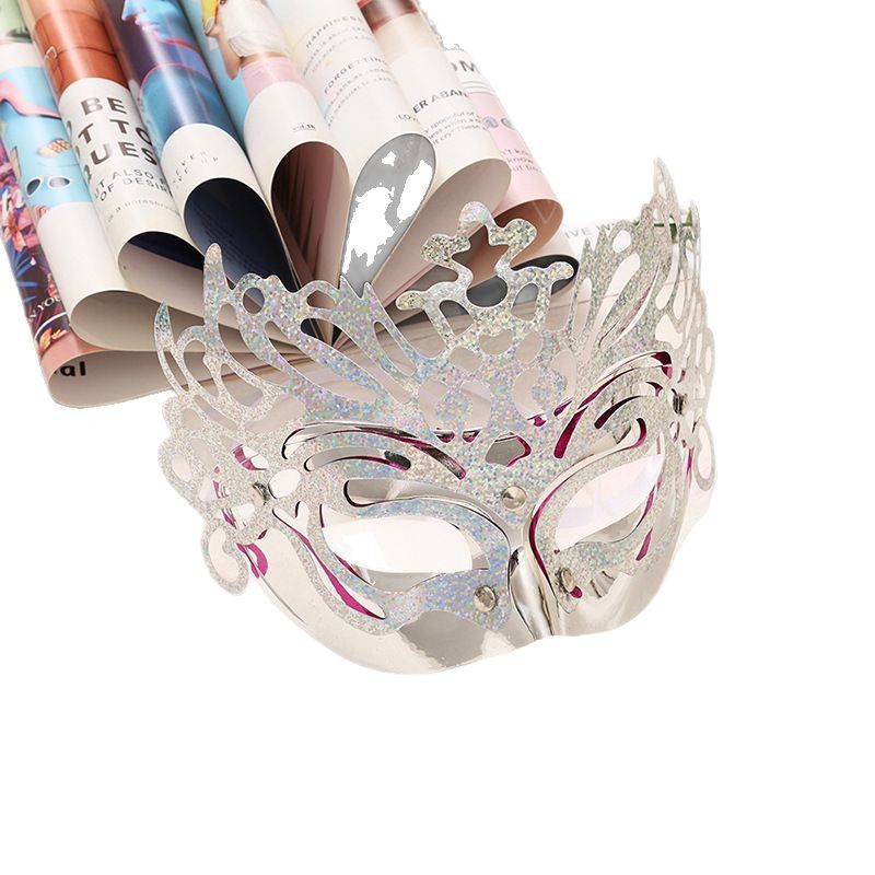 Máscara veneciana media cara carnaval Halloween con corona