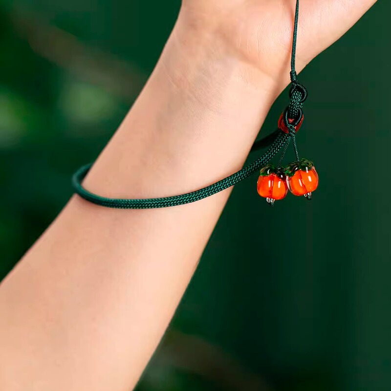 Mobile Phone Lanyard Wrist Rope Wristband Women's Woven Pendant Strong Anti-Fall Retro Mobile Phone Chain Persimmon Pendant Anti-Lost Mobile Phone Lanyard Wrist Rope Wristband Women's Woven Pendant Strong Anti-Fall Retro Mobile Phone Chain Persimmon Pendant Anti-Lost