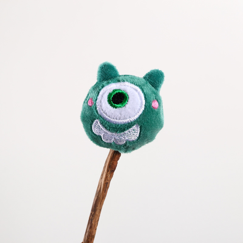 Mascota gato dientes molares limpieza auto-Hola pequeño monstruo campana de peluche juguete de madera cielo Liao piruleta mordedura palo