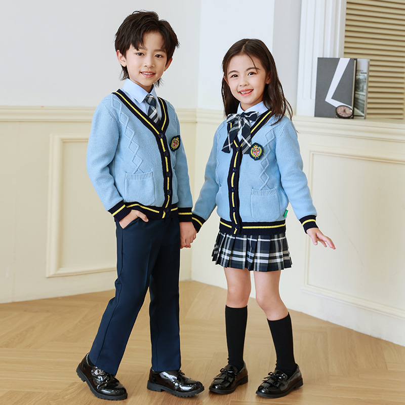 Jardín de infantes ropa de primavera y otoño ropa de estilo británico niños traje nuevo estudiante de la escuela primaria ropa de clase de estilo universitario uniforme escolar de tres piezas