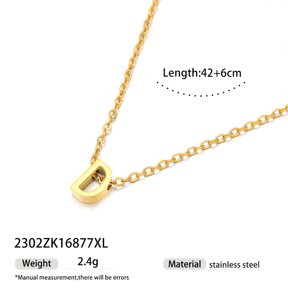 Taina collar de acero inoxidable europeo y americano simple y avanzado marca cuadrada estilo de vacaciones cadena de clavícula de acero de titanio joyería explosiva transfronteriza image 10