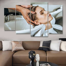 美发店装饰挂画发廊发型海报图片墙面理发店创意宣传客厅背景壁画