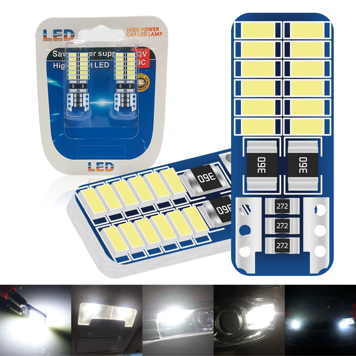 Новый автомобильный светодиодный светильник T10, подсветка номерного знака, 24smd, декодирование, двусторонний светодиодный светильник высокой яркости, маленький светильник