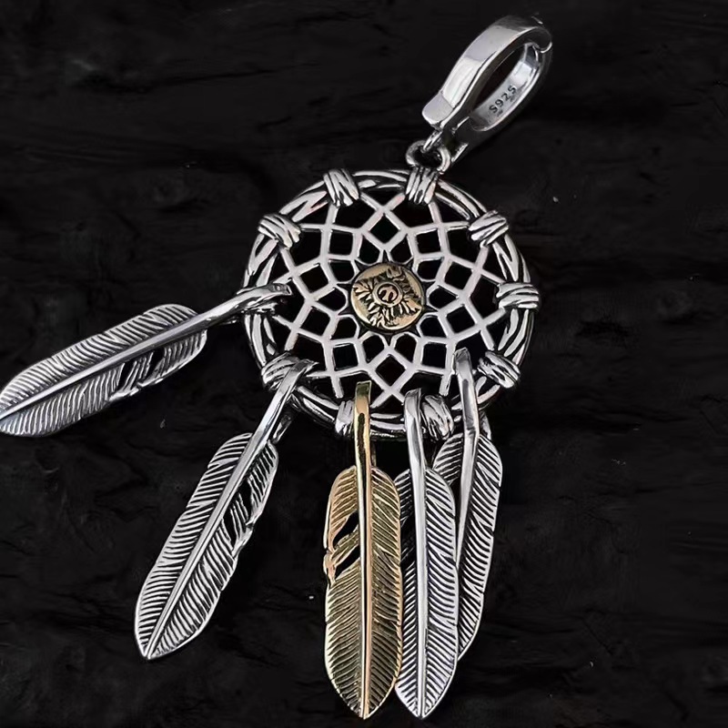 Retro Dreamcatcher Feather Copper Plating Charms Jewelry Accessories display picture 3