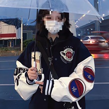 美式刺绣棒球服女春秋百搭新款潮牌学生韩版原宿风宽松外套女