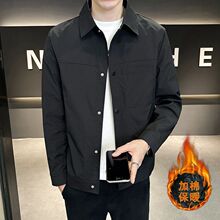 秋冬加棉新款简约二男士棉外套帅气翻领修身加厚上衣夹克百搭2025