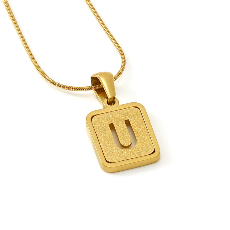 Nicho de moda europea y americana Cadena de hueso de serpiente 18K carta collar femenino transfronterizo de acero de titanio Arena-presionado carta colgante joyería al por mayor