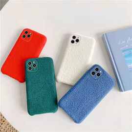 秋冬毛绒纯色适用苹果iPhoneOPPO/vivo/华为/小米手机软壳保护套