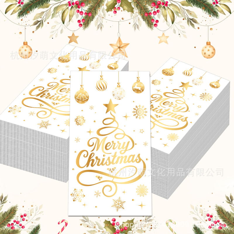 CZJ132 ゴールデンレタークリスマスツリーロングペーパータオルクリスマスパーティーデコレーション使い捨てペーパータオル|undefined