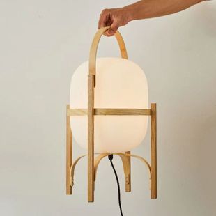 Nordic Solid Wood Designer Basket Glass Table Lamp Personalized Creative Simple Japanese Style Bed and Breakfast Bedside Table Lamp