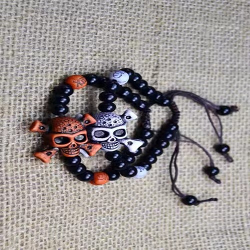 Bracelet d'Halloween en forme de crâne de citrouille tissé à la main pour fête d'Halloween, cadeau d'Halloween_voghion.com