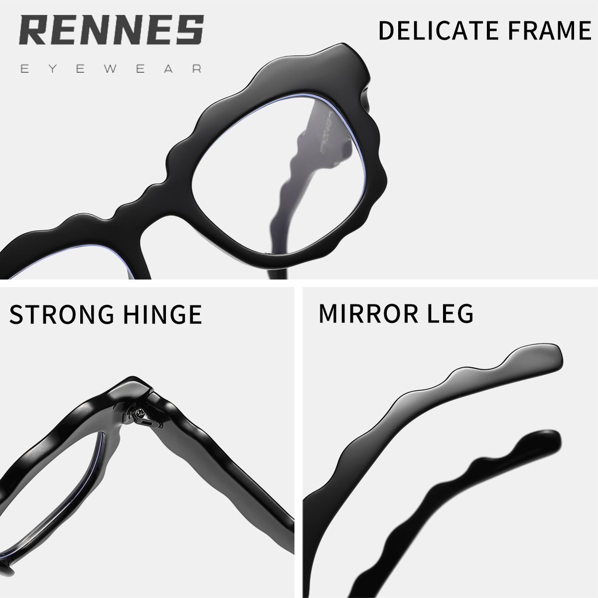 Gafas de borde de onda de flor personalizada de nueva moda transfronteriza cara lisa pequeñas gafas de luz anti-azul cuadradas