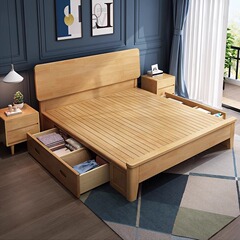 北欧全実木ベッド1.8mツインベッド小戸型1.2現代シンプルマンション民宿ホテル1.5経済型
