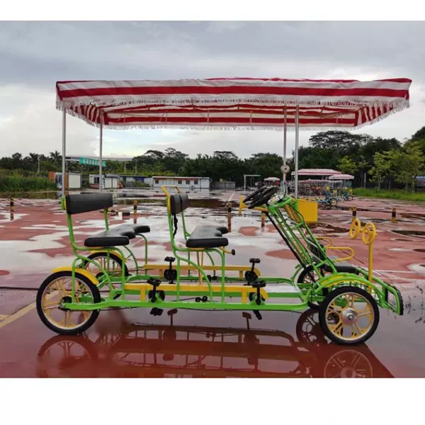 High -match double -row four -person+double children's seat green [hand brakes]