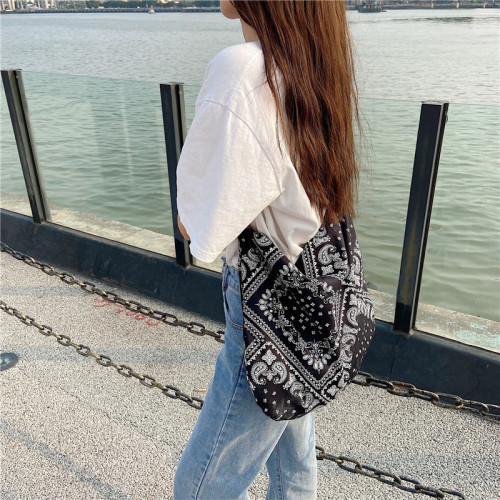 13165 Light Retro Cashew Flower Crossbody Shoulder Bag Ethnic Style Casual Shopping Bag Fashion Canvas Bag Women Wholesale