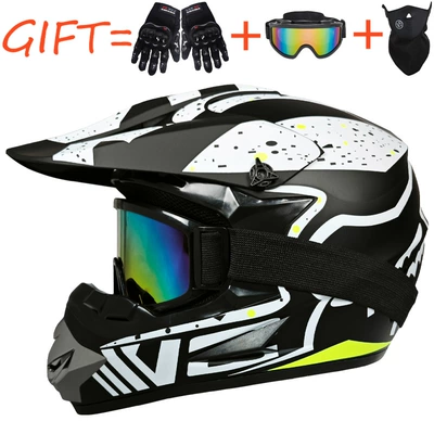 Off-Road Helmets, Beach Bike Helmets, Motosiklet kaskı (dəbilqə) - black-snowflake-goggles-gloves-and-mask-s
