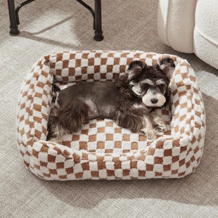 Shu cotton wool jacquard cloth square nest soft and comfortable pet bed deep sleep cat kennel dog kennel winter warm pet mat
