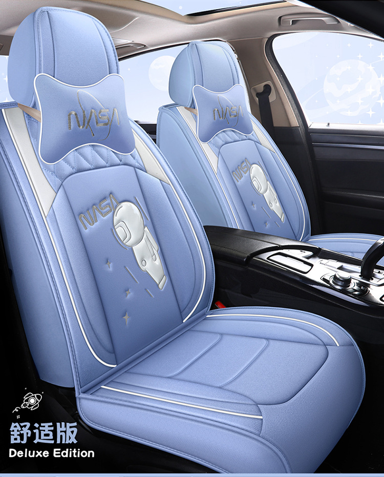 Summer New Car Seat Cushion, Linen Seat Cover, Universal for All Seasons, Fully Surrounded Linen Fabric Cushion, Cartoon Special Cushion