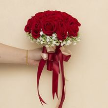 结婚捧花玫瑰花韩式婚礼花束婚纱照拍摄道具新娘手捧花批发代发