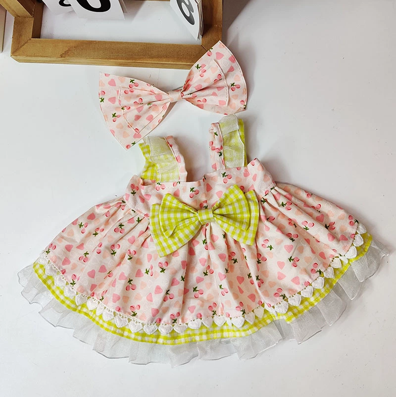 Кукла, платье, юбка, 30 см, с маленькими мишками, детская одежда